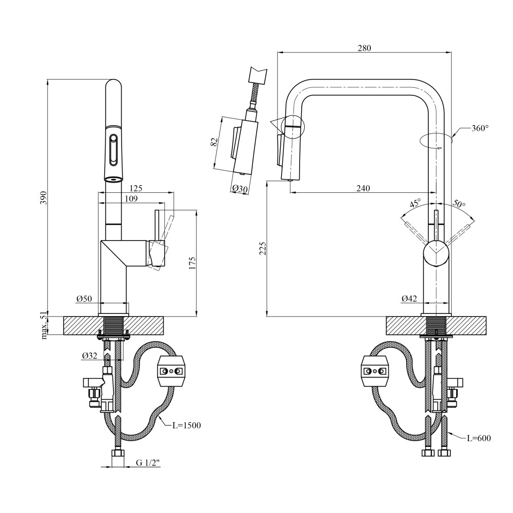 Змішувач для кухні Kroner Element 296569B-0101