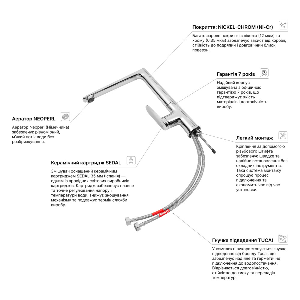 Змішувач для кухні Kroner Element 211512A-0101